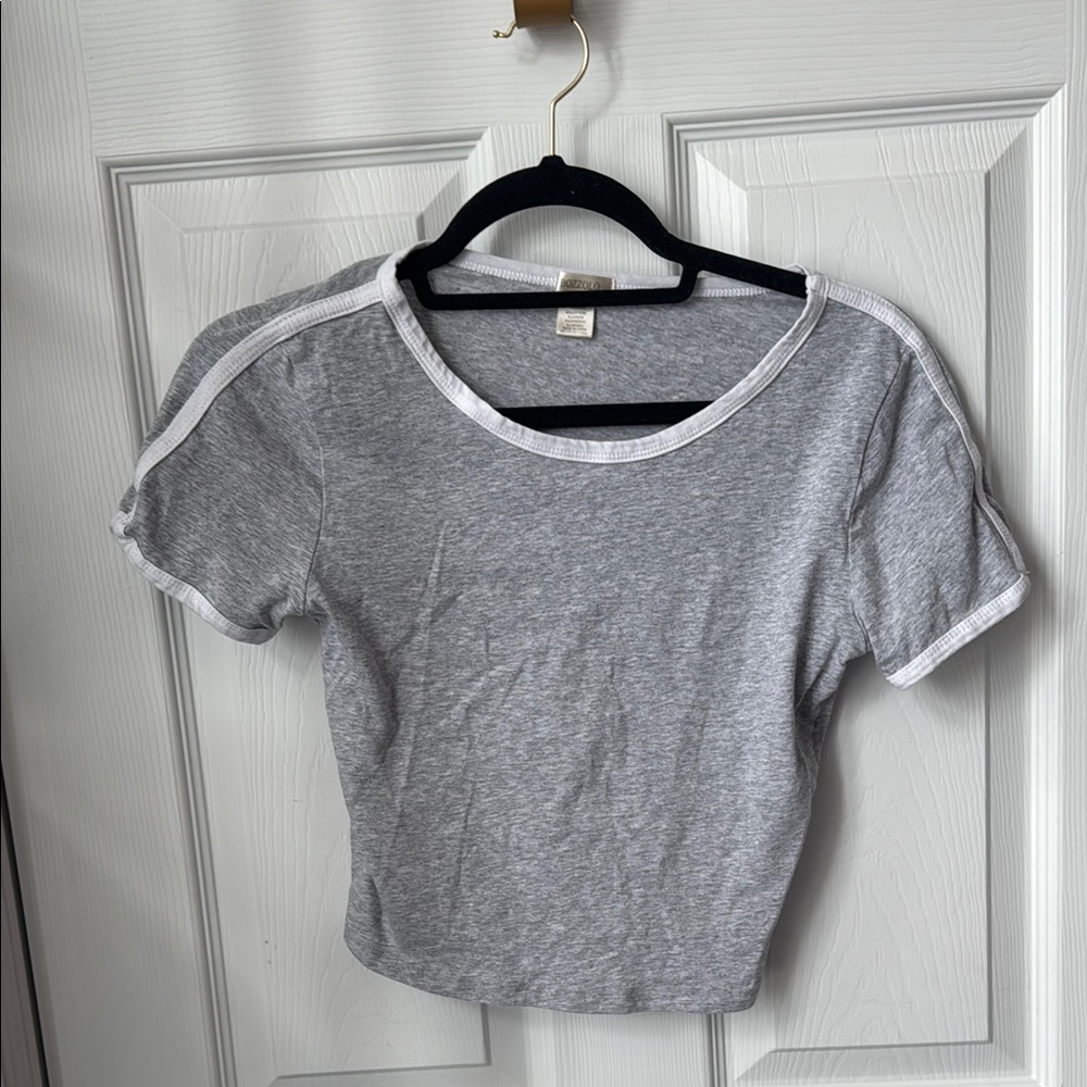 Gray Set. Cropped T-Shirt & Shorts